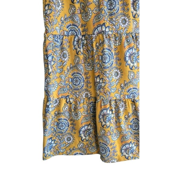 Garnet Hill Dress Organic Cotton Yellow Blue Floral Shift Girls Medium - Picture 5 of 7